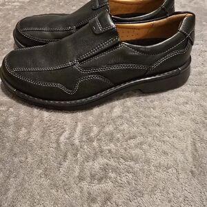 Ecco SHOCK POINT Men’s BLACK Leather Slip-On Shoe NEW Size 9-9.5 (43) GUC